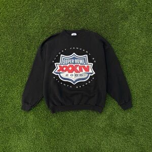 Vintage 2000 Super Bowl XXXIV Sweatshirt Crewneck NFL Atlanta GA Logo Size XL